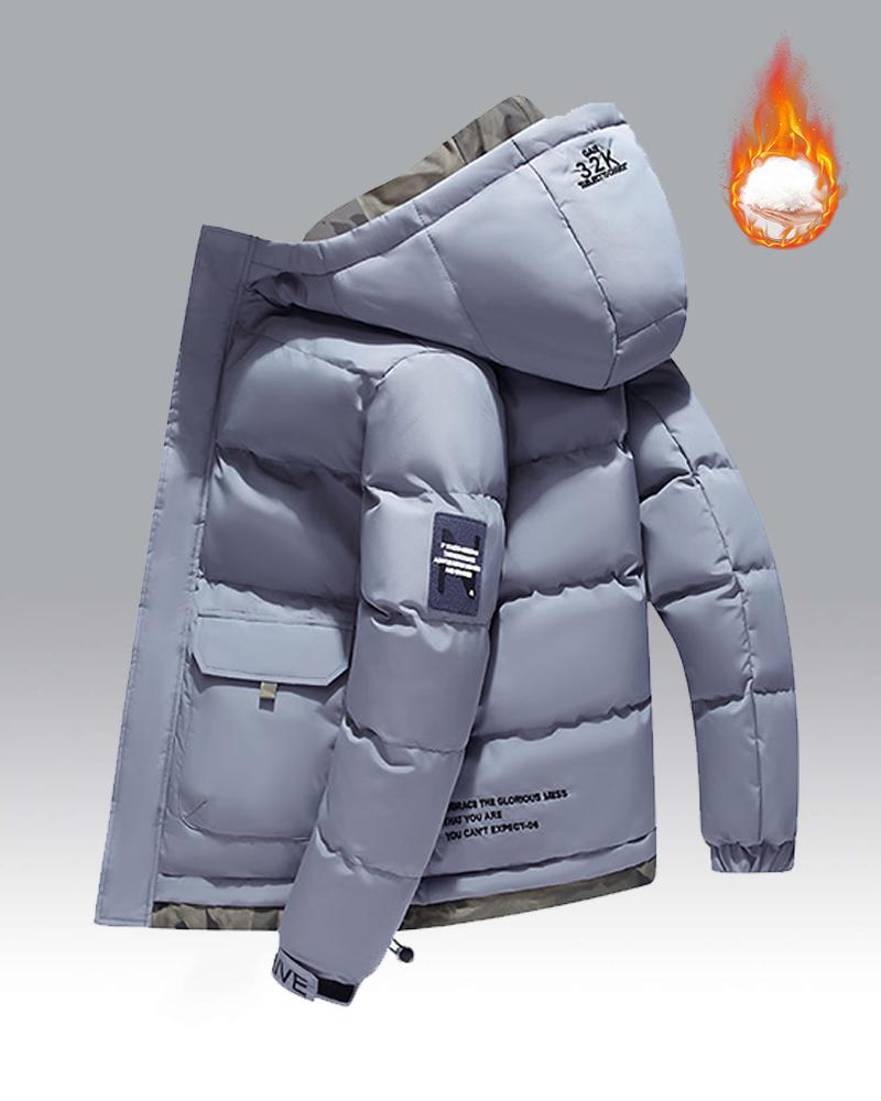 Men's Lightweight Puffy Hoodie – A thick, warm cotton jacket; features a drawstring hood, hook-and-loop fasteners, and a zippered front closure; perfect for various occasions such as commuting to work or going out on the weekend; an essential versatile pi Men's Lightweight Puffy Hoodie – A thick, warm cotton jacket; features a drawstring hood, hook-and-loop fasteners, and a zippered front closure; perfect for various occasions such as commuting to work or going out on the weekend; an essential versatile pi