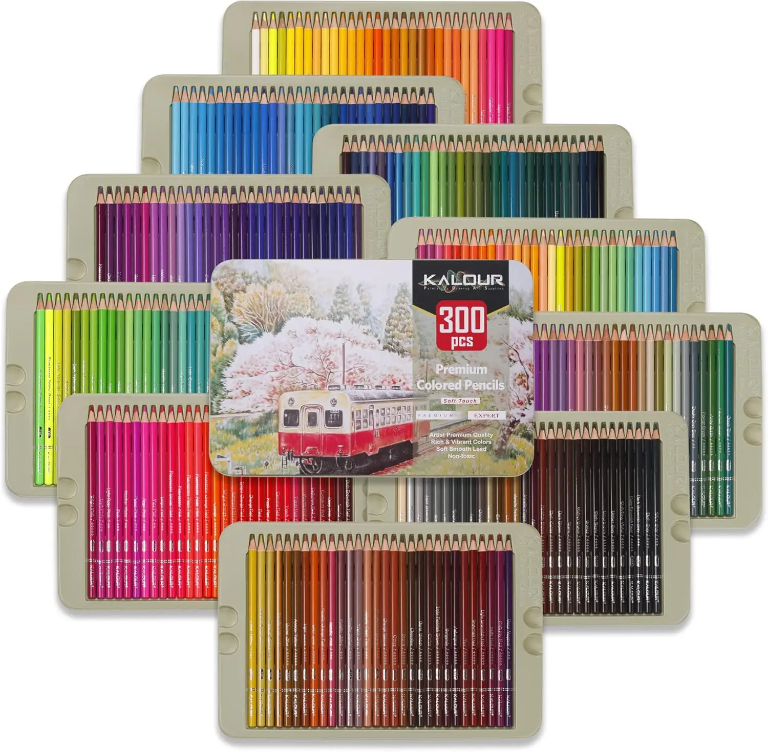 KALOUR Professional Colored Pencils, 300-Color Set with Soft Vibrant Cores, Ideal for Drawing & Sketching, Office Art Supplies for Adults & Beginners tiktokshopbacktoschool