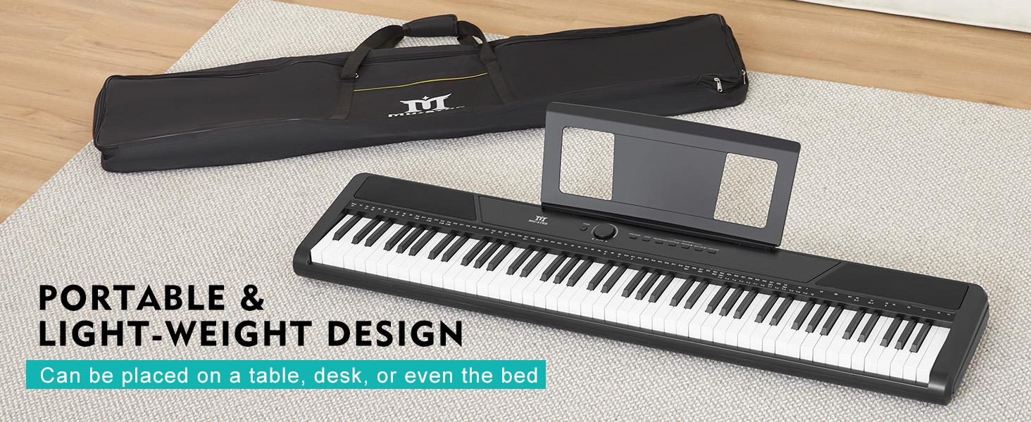 MUSTAR Digital Piano MEP-1100 88-Key Semi-Weighted Keyboard with Stand & Case 2x25W Speakers Sustain Pedal for Beginners