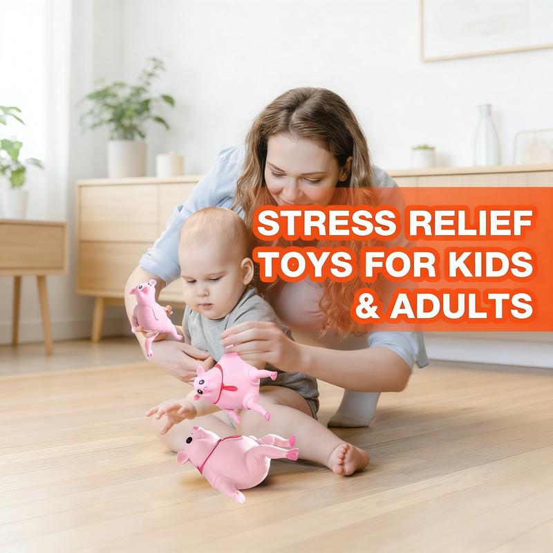 Cute and elastic pink pig plush toy | Super stress relieving toy | Creative and fun gift