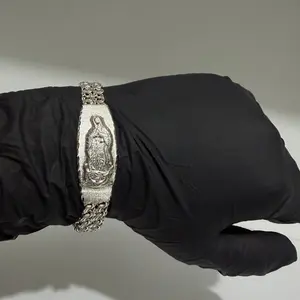 Pulsera Tejido Chino de la Virgencita de Plata 925 Méx
