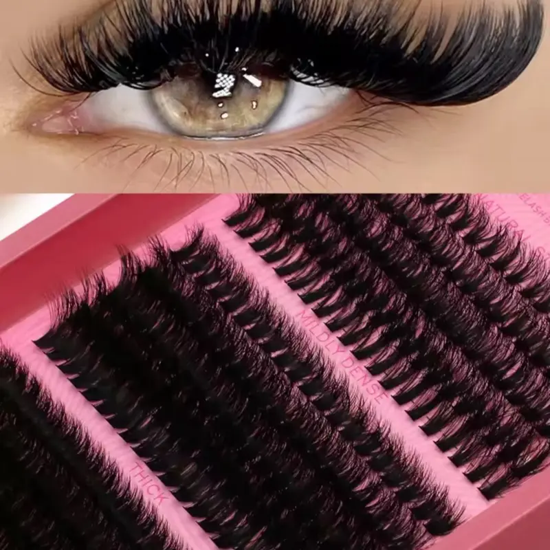 Custom Mink Fluffy Lashes with Spikes & Bottoms - 120D/160D Heat Bonded/ lash clusters Eyelashes Makeup