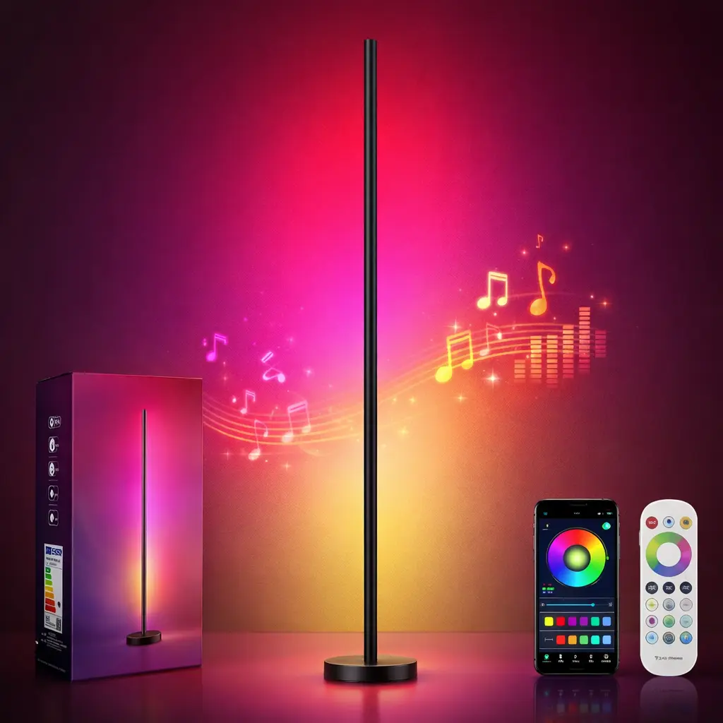 RGBICW Smart LED Corner Lamp – 68+ Scenes & Dynamic Music Sync for Living Rooms, Bedrooms, & Gaming Rooms