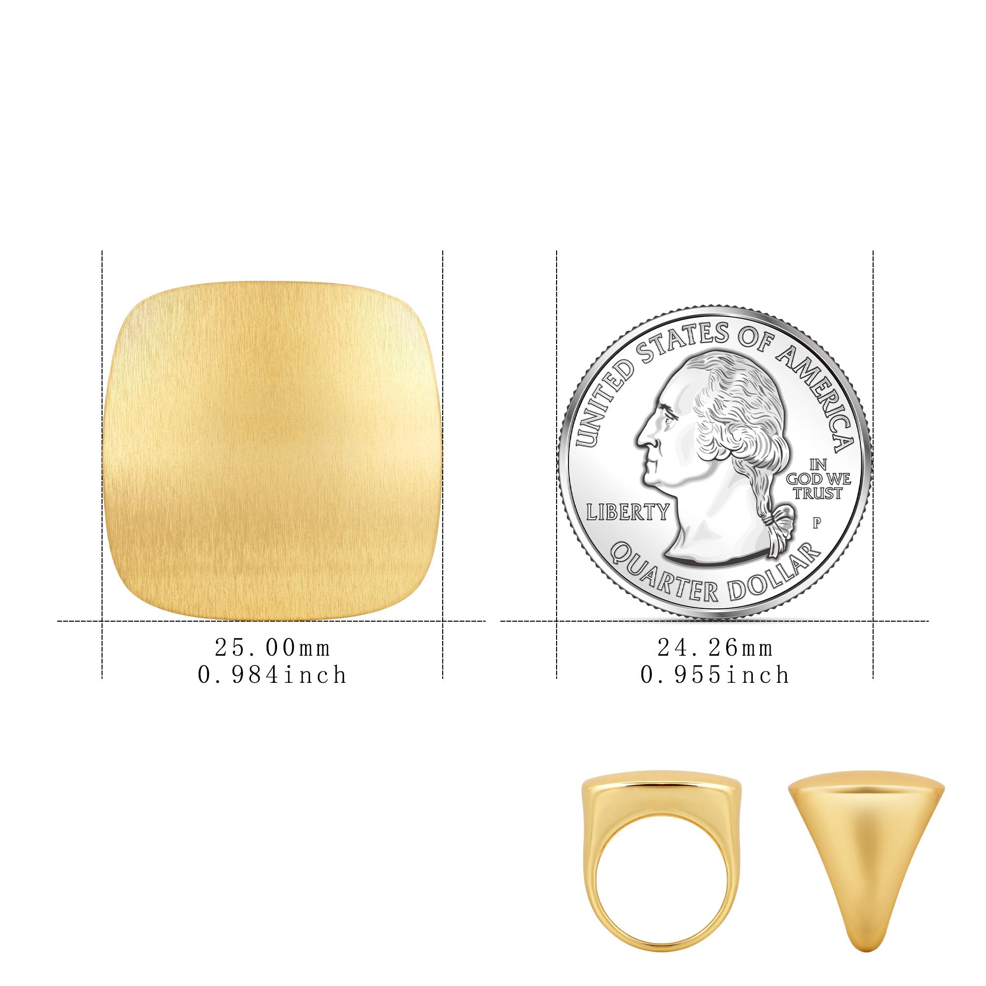 Aprilery Chunky Square Signet Ring – Bold & Versatile Cocktail Ring for Women & Men, Smooth Matte Finish, Solid Construction, Anti-Tarnish, Hypoallergenic, Elegant & Stylish, True to Size, Ideal for Large & Medium Hands - Greenish