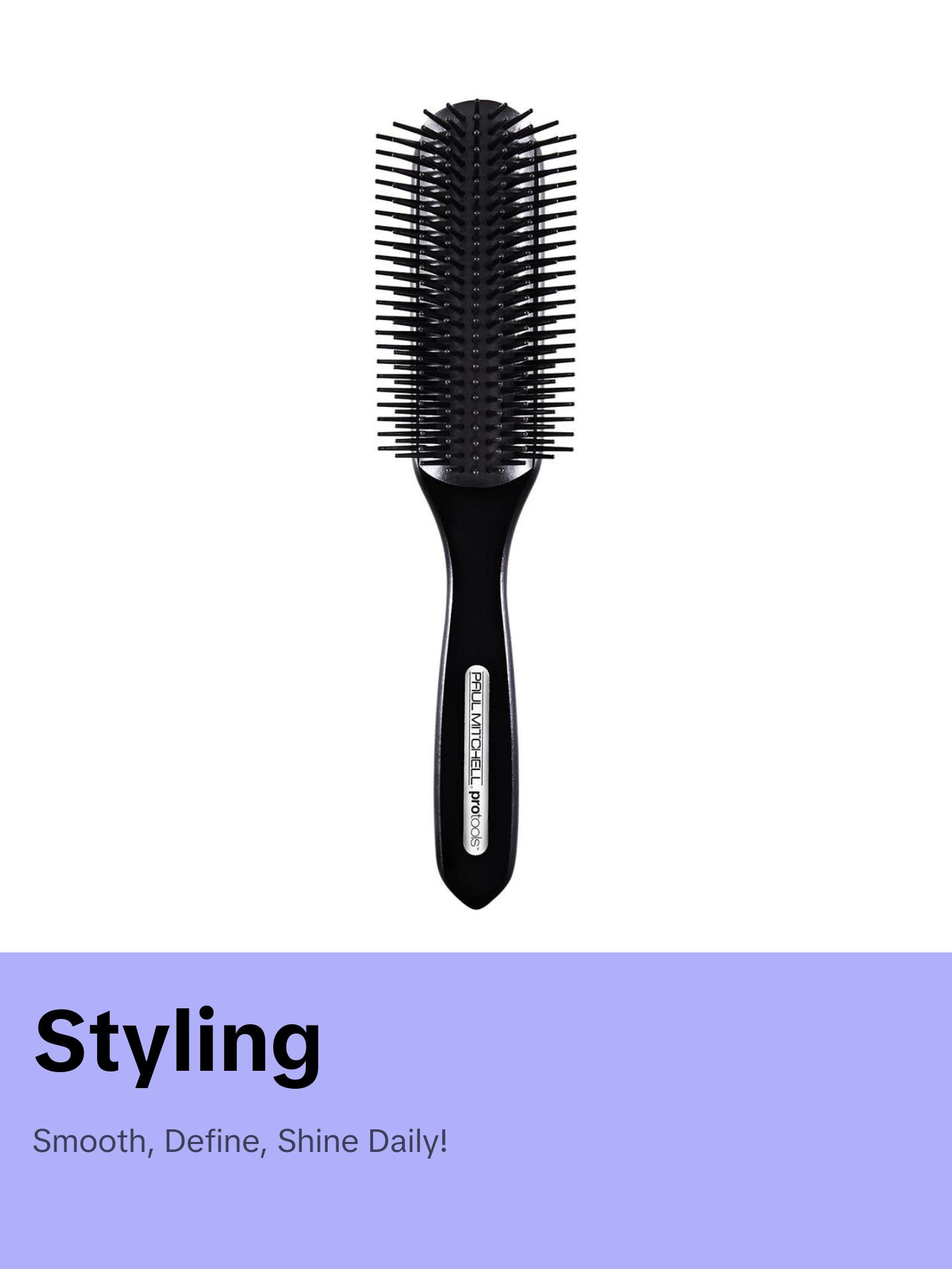 Paul Mitchell 407 Styling Brush with Rounded Design & Nylon Bristles for Wet Dry Hair Smoothing Blow-Drying & Curl Defining