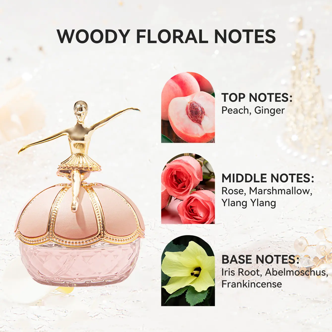 Natural spray  Fresh Floral scent/ woody Floral Notes  Ballet Dancer Girl Rotating Perfume Eau de Toilette, Romantic charm fragrance l Gift Set Women's , Ideal Holiday Gifts 50ML 1.7FL.OZ
