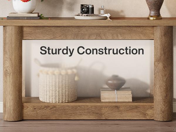 LITTLE TREE 63-Inch Farmhouse Console Table, Narrow Long Sofa Table Behind The Couch, 2-Tier Storage Entryway Furniture for Hallway, Entrance, Living Room