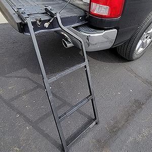 Nilight Foldable Truck Tailgate Ladder for Pickup with Aluminum Step Grip Plates, Replaceable Rubber Ladder Feet & Stainless Steel Self Drilling Hex Screws for Easy Installation
