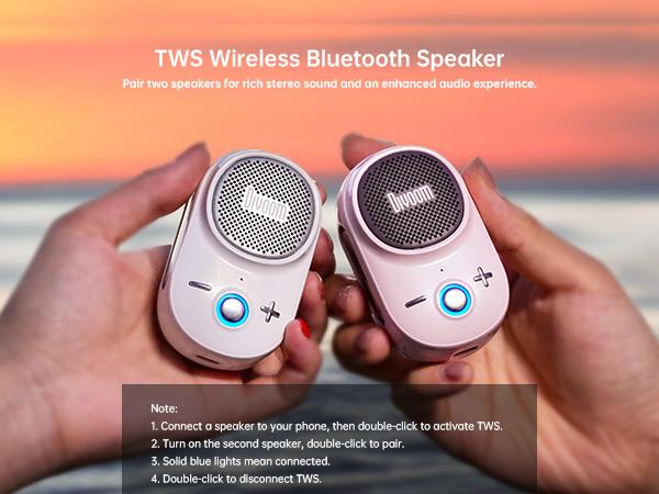 Divoom Itour-S Portable Mini Wearable Bluetooth Speaker with Big Audio Punchy Bass Clip-On Design IP67 Waterproof Dustproof 10 Hours Playtime for Home Travel Office and Outdoors