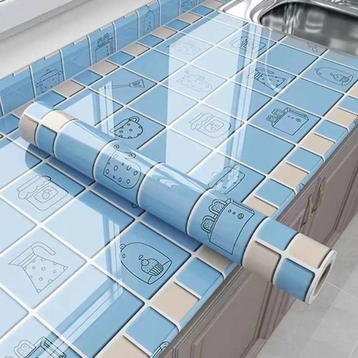 Oil Proof Stickers for The Kitchen Waterproof Self Adhesive Wall Coverings Protective Mats for DIY Renovation Countertops Cabinet Surfaces Interior Walls