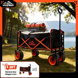 【2 in 1】Lightweight Folding Utility Wagon with Wheels, Collapsible Heavy-Duty Cart (330 lbs Capacity) Featuring Adjustable Handle for Camping, Gardening, Sports & Grocery Use