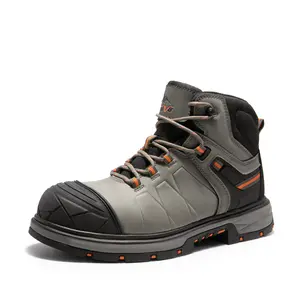 NORTIV 8 Steel Toe Boots for Men Waterproof Safety Construction Winter Work Boots Boy Closed Comfort Leather Rubber Bota Walking Shoes Black Footwear Worker Chef