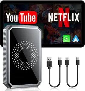 3-in-1 Magic Video Box for Streaming Netflix/YouTube/TikTok, Wireless Carplay Adapter Dongle with USB Drive, Not compatible with Tesla and BMW, not compatible with vehicles that have built-in wireless CarPlay