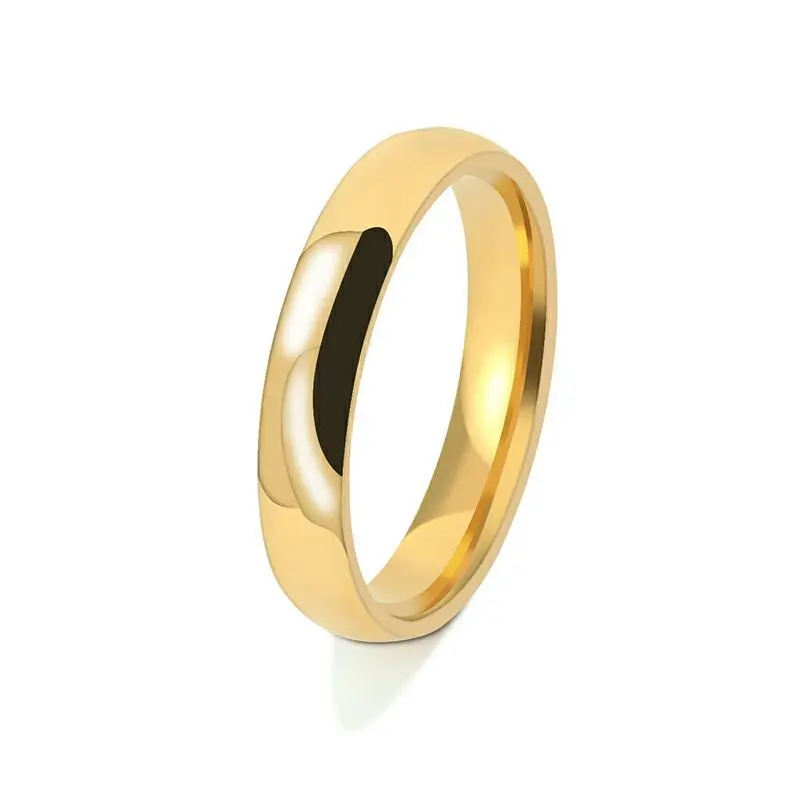 Men's 4mm Wedding Ring - Stainless Steel/Sterling Silver/14k White-Yellow Gold Simple Highly Polished Comfort Fit Traditional Plain Band for Engagement/Promise