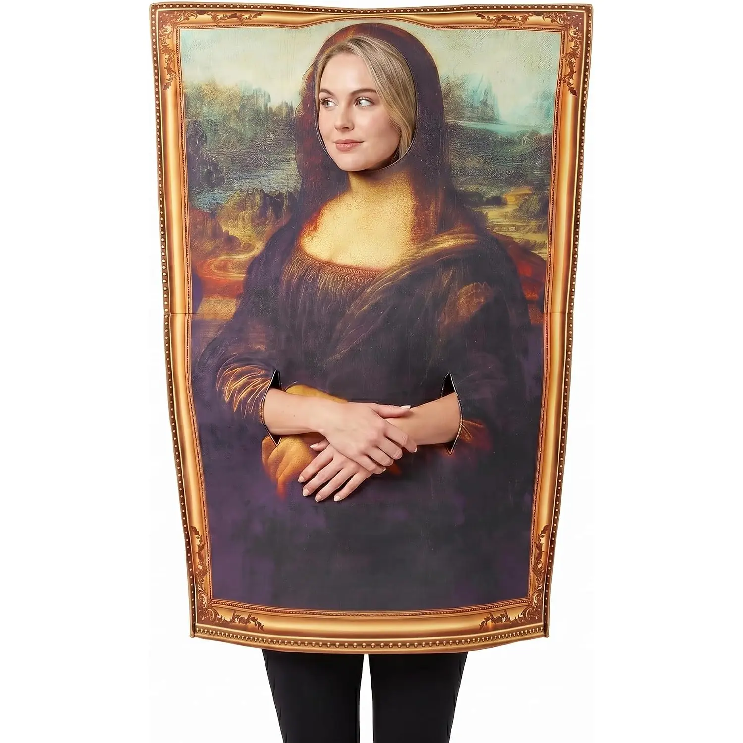Famous Paintings Mona Lisa Costume Halloween Adult Men Women Funny Cerative Dress up One Size Pmnoyal