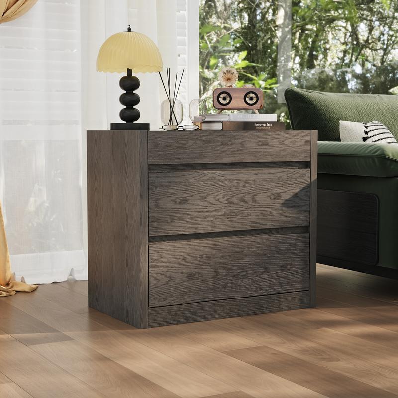 FUFU&GAGA New Smart Concealed Nightstand with NFC Card Lock Night Stand with Secret Drawer & Invisible Lock Bedside Table for Bedroom Living Room with 2 Pull-Out Shelf