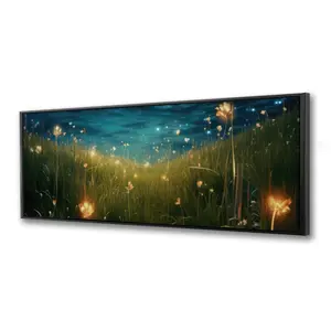 Pictorem C1FC2060ZIYRJ3 20 x 60 in. The Night Sky - Orange Framed Canvas Wall Art for Home Decor