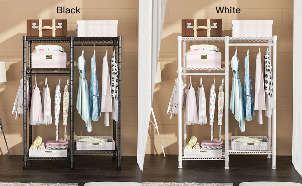 Multifunctional Clothing Rack with 4 Tiers Freestanding Portable for Hanging Clothes Hats Bags Scarves Space Saving 31.2''W x 11.8''D x 48''H and Stylish Home Organization Adjustable Removable Tray Organiser Hangable