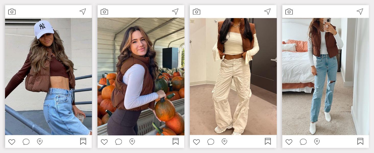 Danedvi Women's Crop Puffer Vest Winter Zip Up Lightweight Warm Padded Sleeveless Coat Casual for Cozy Comfort