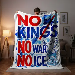 No Kings No War No ICE Protest Blanket – 2026 Anti War Protest Gift, Political Activism Throw Blanket, Social Justice Decor