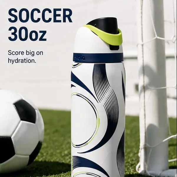 Owala Soccer 30oz FreeSip Water Bottle Insulated Stainless Steel Leakproof Sports Travel Bottle for Soccer Players