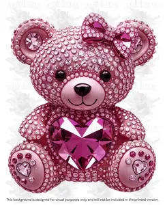 Valentine's Day - Rhinestone Pink Teddy Bear with Pink Heart DTF Transfer