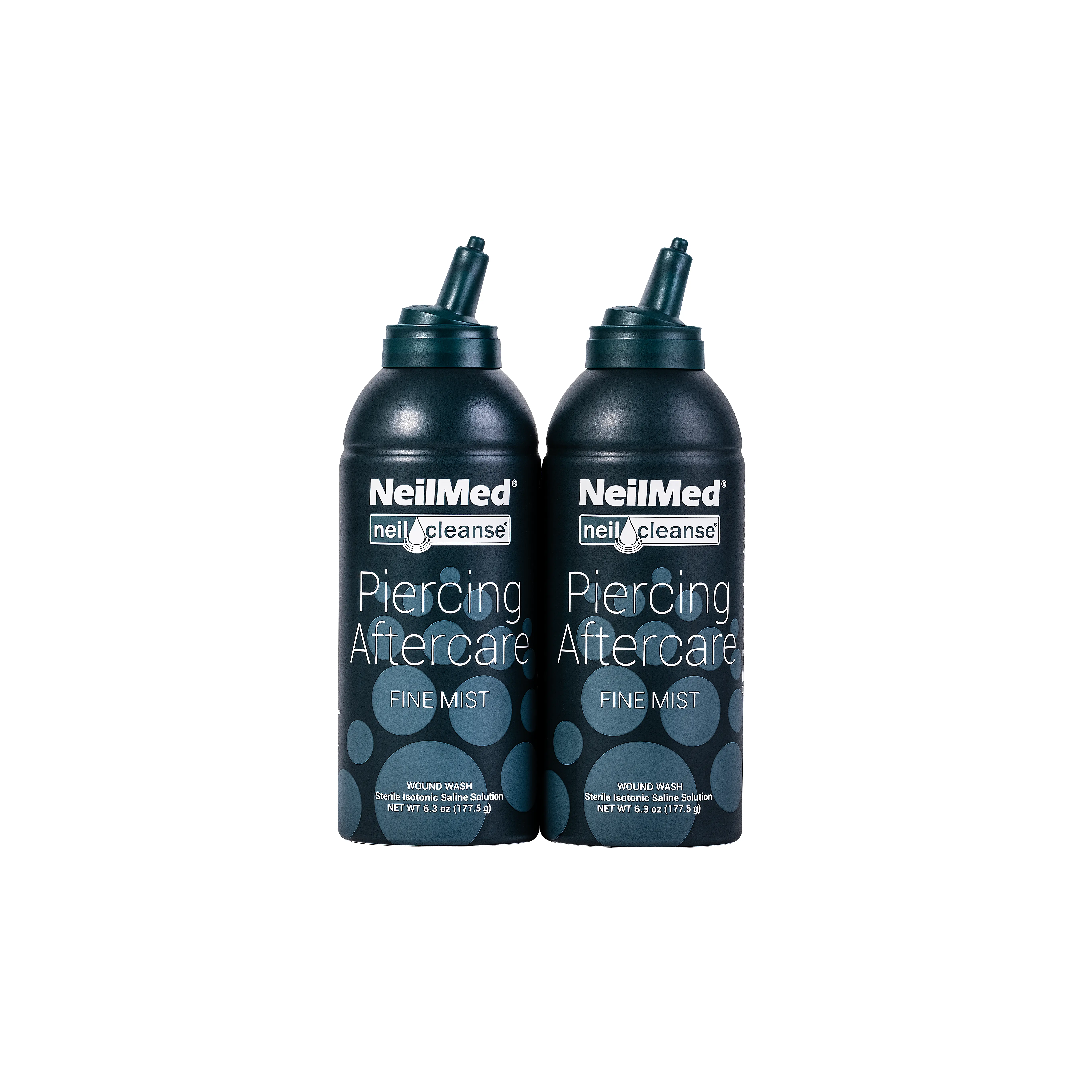 NeilMed Piercing Aftercare Sterile Saline Fine-Mist Spray Duo Pack (2x177ML Cans) - Saline Solution, Gentle Cleansing, Sensitive Skin Care, Vegan, Hydrating, Healing, Crust Removal Beauty Product