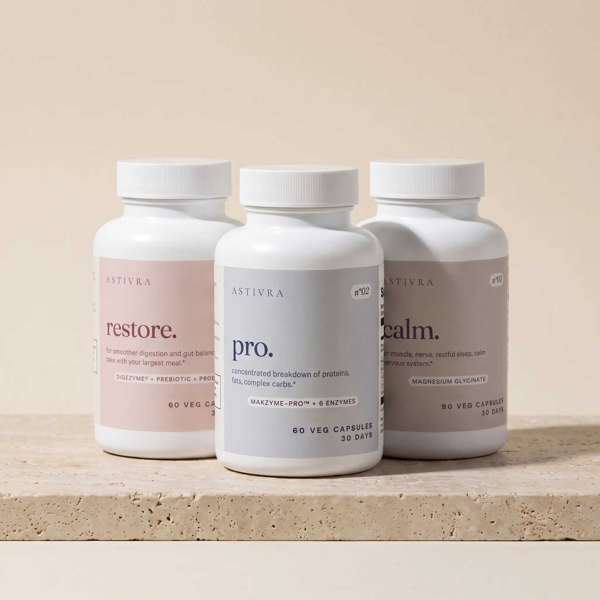 Astivra The Gut Reset - Digestive Enzymes, Probiotics & Magnesium Glycinate Supplement Set