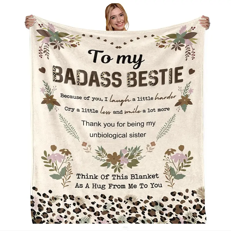 Flannel High-Definition Printed Blanket, Sister Gift, BFF Gift, Best Friend Gift, Gift, Decor, Suitable for Sofa, Bed, Travel, Outdoor, Comfortable, Office, Flannel Blanket, Small Cover, Nap Mat,  Back to School Goft