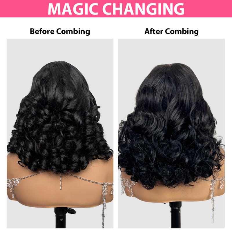 [Free Upgraded 7x6 Lace] Menglle Hair Blow Out 250% Density Bouncy Wave 7x6 Pre Cut Lace Front Wig Spiral Curl Gluess Human Hair Wigs With Middle Part 90s Style#springfresh#TikTokShopJumpstartSale