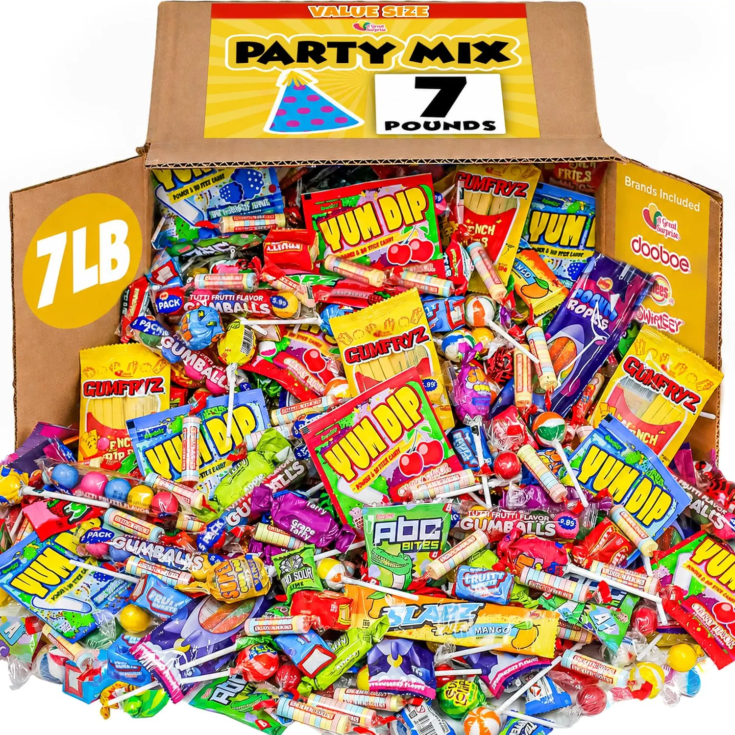 A Great Surprise Assorted Candy Mix - 7 Pound BOX - Individually Wrapped Candies - Pinata Candy Mix