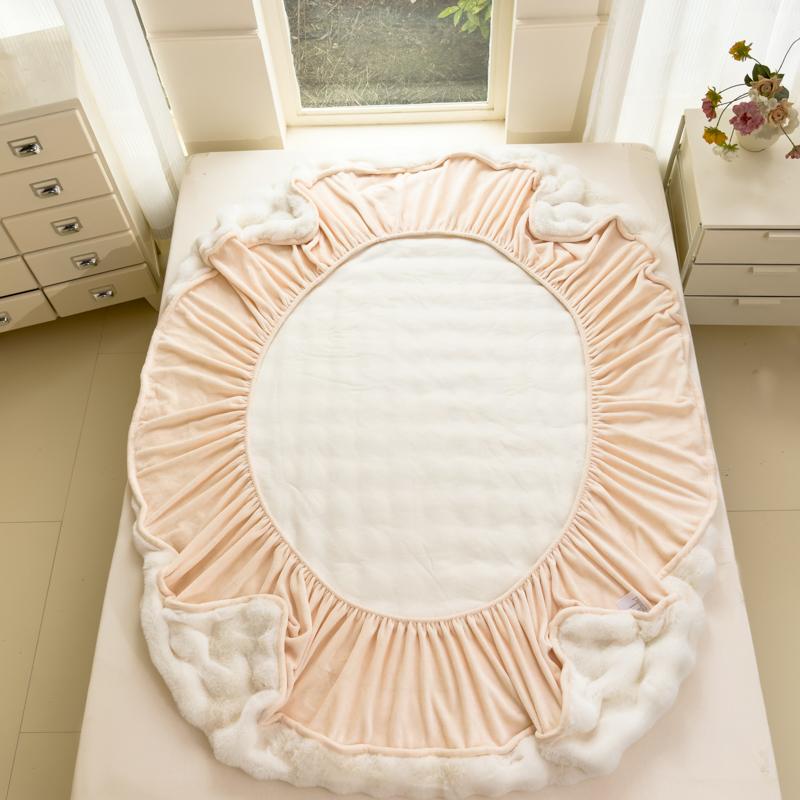 {Valentine's Day }H&D Fluffy Faux Rabbit Fur Fitted Sheet 3PC Set for bed Mattress Cover with two pillow cases, Ultra-Soft Fleece, Warm Cozy Elegant, plush soft warm, Gift for Girls and Women