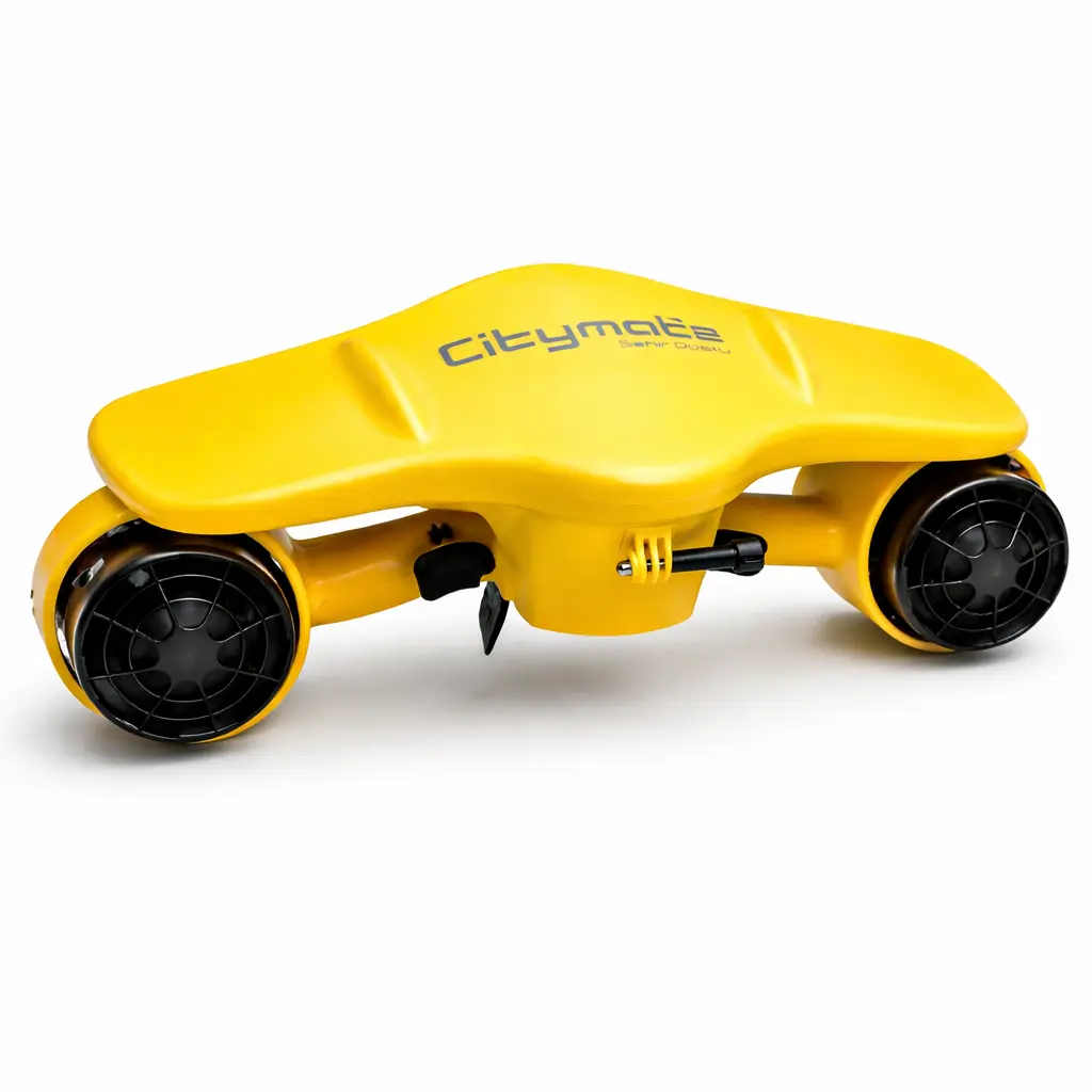 Yellow Dual Motor Underwater Scooter – Fast Charging, Removable Battery, Floats for Beach & Diving Adventures