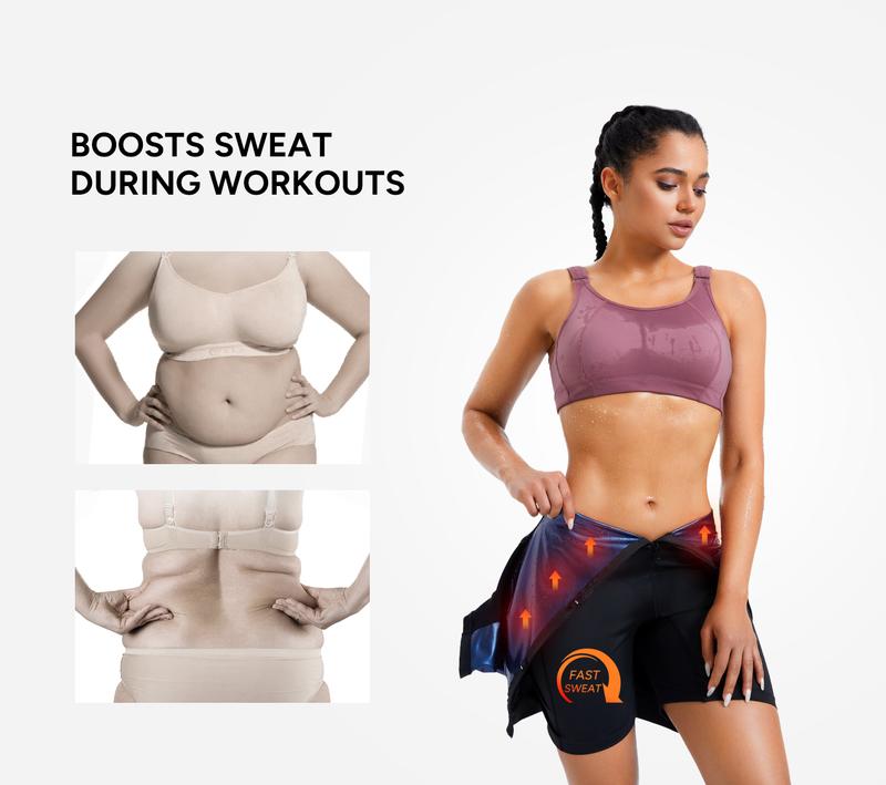 Nebility Women's Coated Athletic Zipper Workout Sweat Sauna Jumpsuit Stylish Activewear Workout Apparel Sporty Comfy Jumpsuit Tummy Control Jumpsuit Sauna Sports Jumpsuit Sports Outfits Stylish Activewear