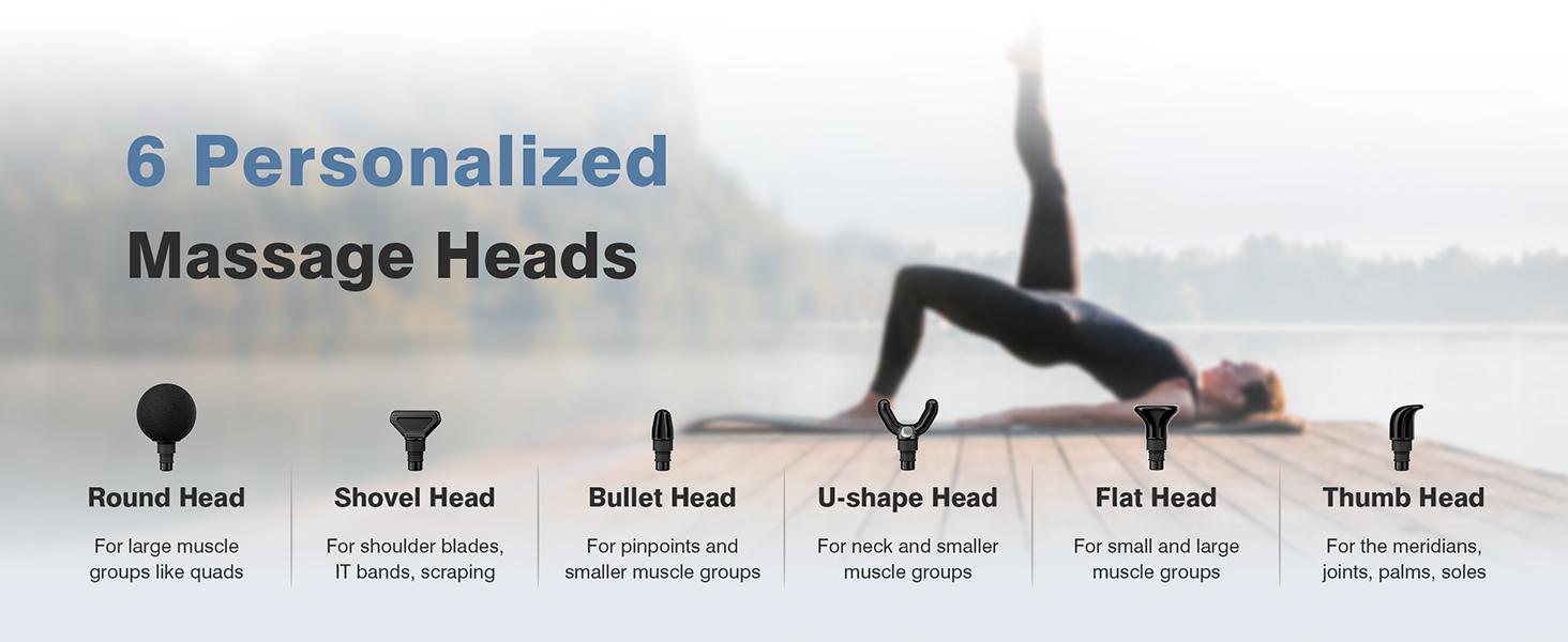 Portable Massage Gun, Rechargeable Percussion Mini Muscle Massager for Back, Neck, Shoulder, with 6 Massage Heads 4 Speeds, Christmas New Year Gift