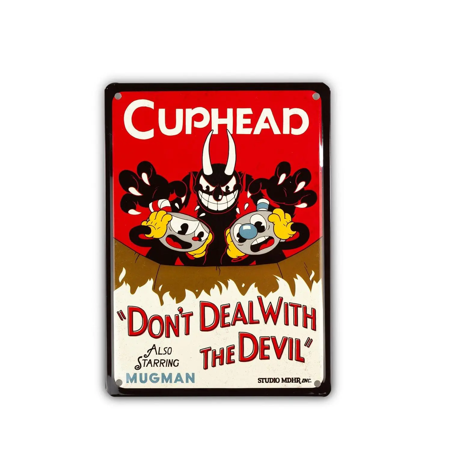 Cuphead Don't Deal With The Devil Metal Tin Sign, Hanging Plaque, Novelty Home Decor, Gift for Cuphead Fans, Metal Sign, Novelty Decor