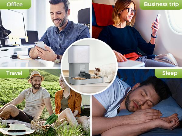 PHI VILLA Wireless Automatic Cat Feeder, 6L Automatic Food Dispenser for Dogs, Cats, Small Pets Indoor, Smart App Controlled Dry Food Feeder for Cats & Dogs, Quick Cooling Feeding