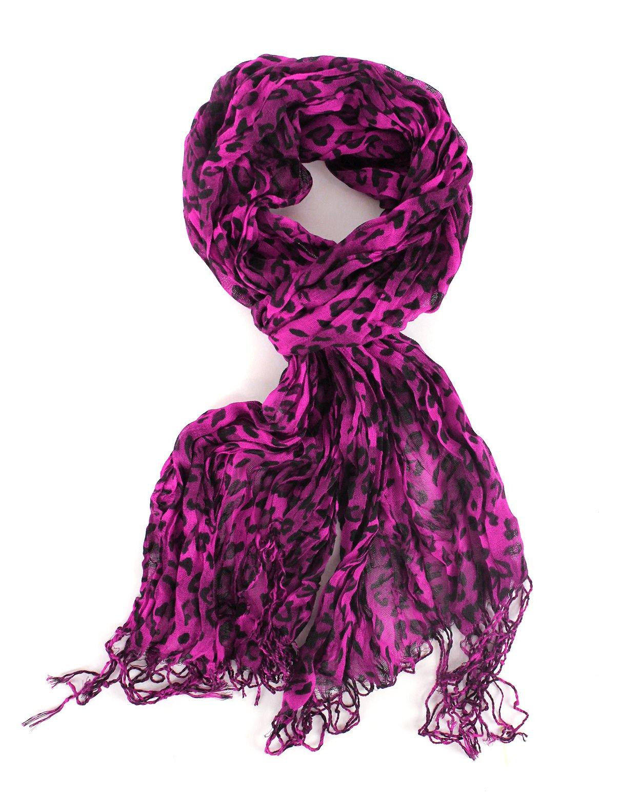 Lightweight Leopard Print Fashion Scarf - Versatile Everyday & Travel Accessory with Fringe Ends Stylish Touch Generous Length Casual Outfit