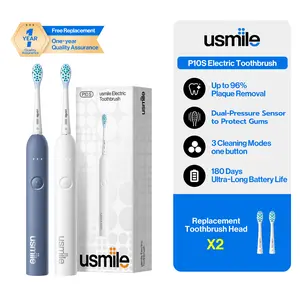 usmile P10S Sonic Electric Toothbrush – 3 Modes Deep Clean & Whitening, 180-Day Battery Life, Cushioned Gum-Care Brush Head for Sensitive Teeth, Smart Timer, 2 Brush Heads
