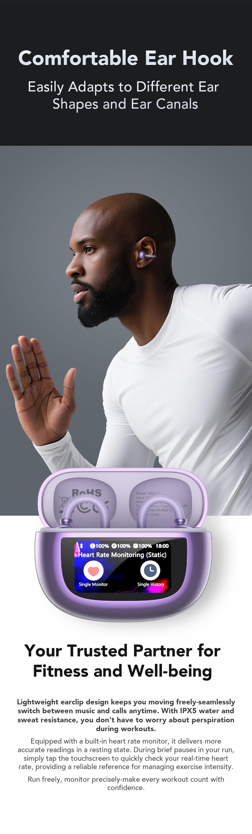 MINISO MS212 Clip On Wireless Headphones with 2025 Bluetooth 6.0