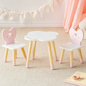 ROBUD 18 Inch Dolls Table Chairs Set, Wooden Baby Doll Accessories, Fits 18-20 Inch Dolls, White