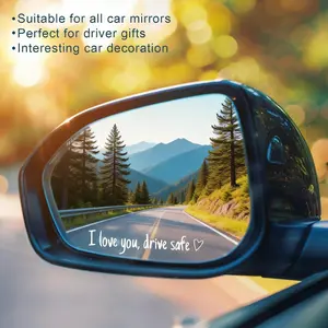 4 Counts Set I Love You Drive Safe Car Mirror Decal,Car Rearview Mirror Sticker,Universal Car Accessory.