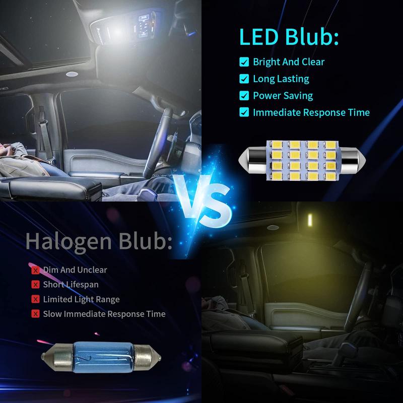 42 Pieces LED Interior Car Lights Super Bright White Dome Map Tail Cab Bulb Kit Set DE3175 T10 31mm 41mm 194 LED Bulb for Trucks Width Lamp Easy Install Energy Efficient