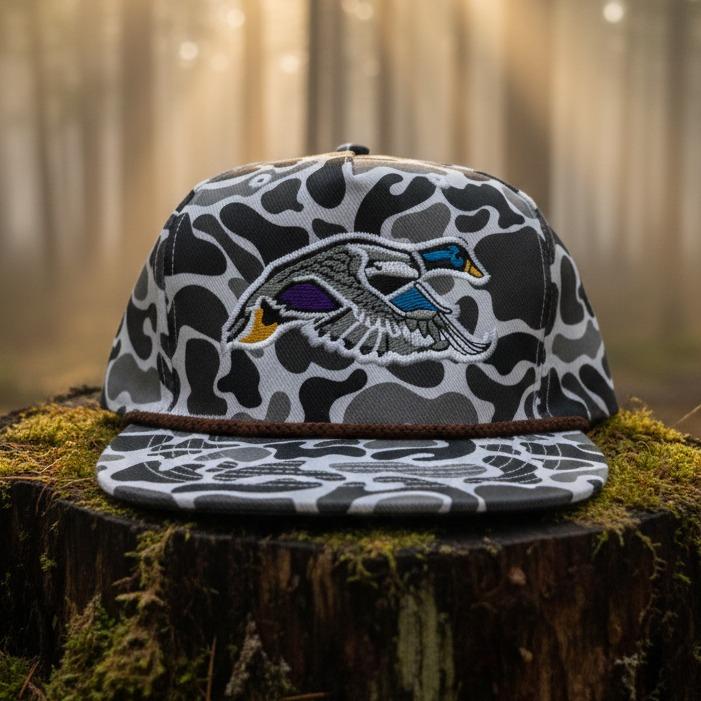 Mallard Duck Heritage Camo Snapback Hat 2026 New | Premium Rope Brim, Thick Structured Crown | Unisex Outdoor & Streetwear Cap for Winter
