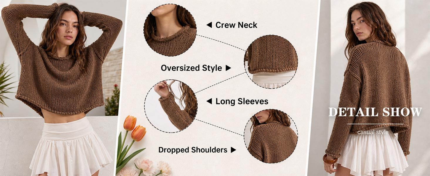 YeeZaa Rollneck Knitted Sweater for Women 2026  Fashion Fall Winter Casual Soft Chunky Cotton Long Sleeve  Crochet Knit Oversized Crewneck Pullover Top Transitional Fall Look Office Outfit