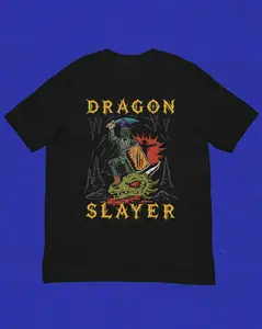 OSRS Dragon Slayer Quest T-Shirt | Old School RuneScape Elvarg Graphic Tee | Premium Cotton Gamer Merch | Perfect Fan Gift for