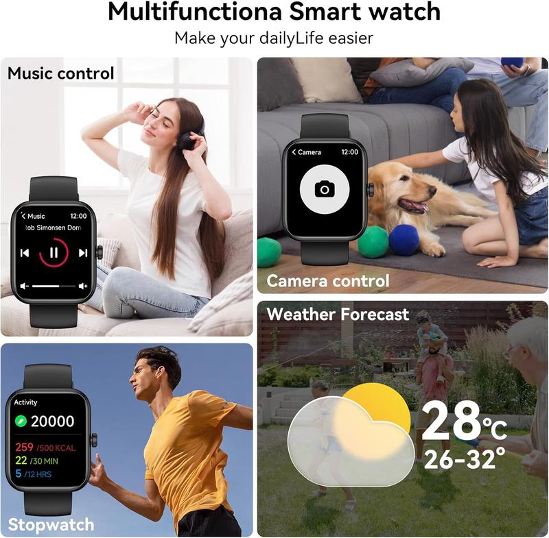 Smart Watch for Men Women Compatible with iOS Android Phone, 1.83" Full Touchscreen IP68 Waterproof Smartwatch,Fitness Tracker with Make/Recive Call 100+ Sport Modes Heart Rate/Sleep Monitor