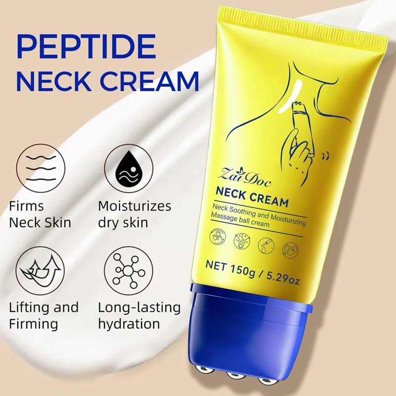 Zaidoc Neck Firming Cream 150g - Tighten & Lift for Crepey Skin, Deep Moisturizing, Cruelty-Free, Roller Massage Application, Fades Neck Lines, Firms & Repairs