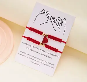 B65- 2 PCS Simple Lucky Red Rope Braided Magnetic Bracelet !