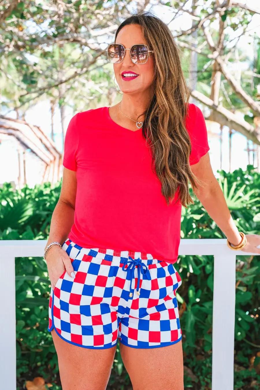 Znacicc Women's Checkered Drawstring Elastic Waist Casual Shorts Comfortable Everyday Wear- Chic, Bottom Znacicc Women's Checkered Drawstring Elastic Waist Casual Shorts Comfortable Everyday Wear- Chic, Bottom